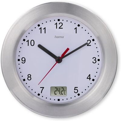 Hama Mauritius Quartz Clock - 17cm Round Silver Hama Mauritius Quartz Clock - 17cm Round Silver