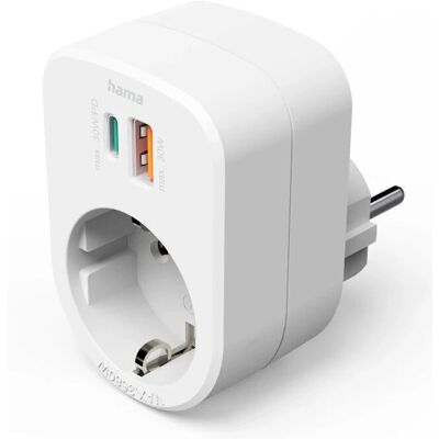 Hama Mehrfachstecker - 1 Steckdose, USB-Ports, Tragbar Hama Mehrfachstecker - 1 Steckdose, USB-Ports, Tragbar