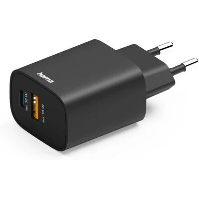 Hama 00201960 Schwarzes Schnellladegerät mit USB-A und USB-C - Power Bank Hama 00201960 Schwarzes Schnellladegerät mit USB-A und USB-C - Power Bank