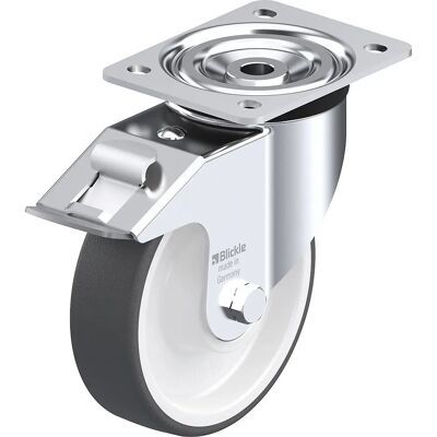 Blickle Stahlplattenrolle - 160mm - 400kg Max - Schwenkverschluss - Radtyp Blickle Stahlplattenrolle - 160mm - 400kg Max - Schwenkverschluss - Radtyp