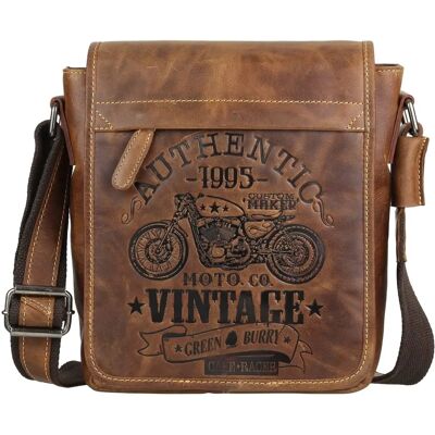 Greenburry Modell 0830 Vintage Leder Cafe Racer Umhängetasche - Umhängetasche Greenburry Modell 0830 Vintage Leder Cafe Racer Umhängetasche - Umhängetasche