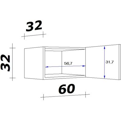 Flex-well Florenz Hängeschrank - 60cm, 32cm hoch, weiß & Eiche Flex-well Florenz Hängeschrank - 60cm, 32cm hoch, weiß & Eiche