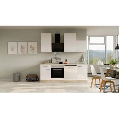h-tech Florenz Küche - Hochglanz Weiß & Sonoma Eiche - 220cm h-tech Florenz Küche - Hochglanz Weiß & Sonoma Eiche - 220cm