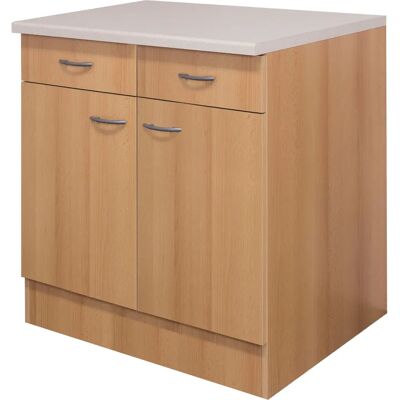 FLEX-WELL Nano Unterschrank - 80x85x60cm, braun, Holzwerkstoff, 2 Türen & 2 Schubladen FLEX-WELL Nano Unterschrank - 80x85x60cm, braun, Holzwerkstoff, 2 Türen & 2 Schubladen