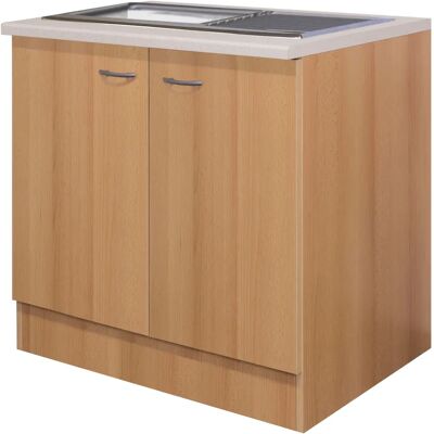 FLEX-WELL Nano Spülenschrank - Braun Buche Nachbildung - 100x60x85 cm FLEX-WELL Nano Spülenschrank - Braun Buche Nachbildung - 100x60x85 cm