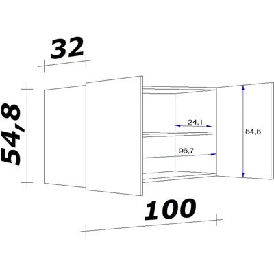 FLEX-WELL Wito Hängeschrank - 2 Türen, 54,8cm Hoch, 100cm Breit - Wandboard FLEX-WELL Wito Hängeschrank - 2 Türen, 54,8cm Hoch, 100cm Breit - Wandboard