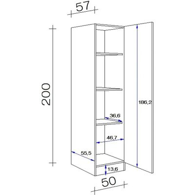 Flex-Well Samoa Seitenschrank - 50x200cm, Weiß/Sonoma Eiche, 1 Tür Flex-Well Samoa Seitenschrank - 50x200cm, Weiß/Sonoma Eiche, 1 Tür
