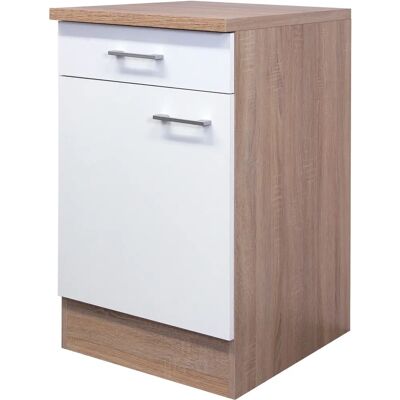 Flex-Well Samoa - Küchenunterschrank, Weiß/Sonoma Eiche, 50x85x60cm Flex-Well Samoa - Küchenunterschrank, Weiß/Sonoma Eiche, 50x85x60cm