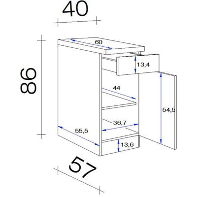 FLEX-WELL Kopenhagen Unterschrank - 40x86x57 cm - Weiß - Schrank FLEX-WELL Kopenhagen Unterschrank - 40x86x57 cm - Weiß - Schrank