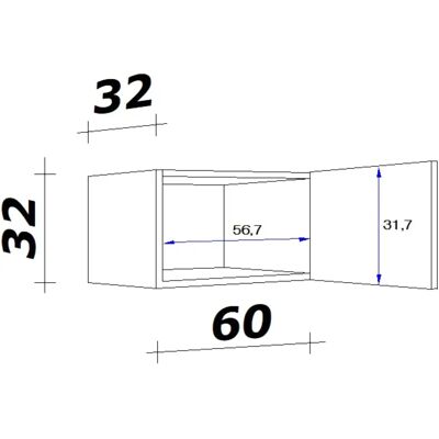 FLEX-WELL Vintea Wandhängeschrank - 60x32x32 cm, Beige, Holz FLEX-WELL Vintea Wandhängeschrank - 60x32x32 cm, Beige, Holz