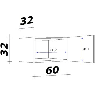 FLEX-WELL Morena Wandhängeschrank - 60x32x32cm, Grau, Holz FLEX-WELL Morena Wandhängeschrank - 60x32x32cm, Grau, Holz