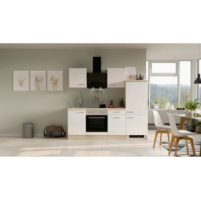 h-tech 220cm Küche - Hochglanz Weiß / Sonoma Eiche h-tech 220cm Küche - Hochglanz Weiß / Sonoma Eiche