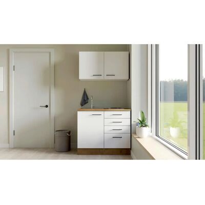 Flex-Well Miniküche - 100cm Weiß - Moderner Stil - Küchenschrank Flex-Well Miniküche - 100cm Weiß - Moderner Stil - Küchenschrank
