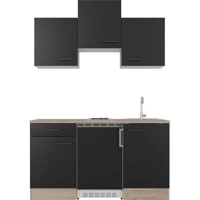 Kuchyňská sestava FLEX-WELL Capri - Endgrain Oak, Černá Kuchyňská sestava FLEX-WELL Capri - Endgrain Oak, Černá