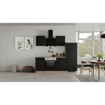FLEX-WELL Capri Küchen-Set - Schwarz/Endgrain Eiche FLEX-WELL Capri Küchen-Set - Schwarz/Endgrain Eiche