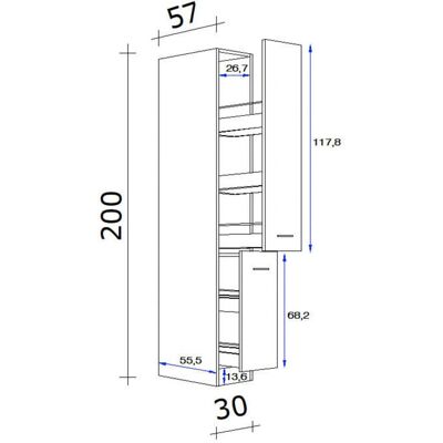 Flex-Well Capri Apothekerschrank - 5 Ablagen, 30x200x57.1 cm Flex-Well Capri Apothekerschrank - 5 Ablagen, 30x200x57.1 cm