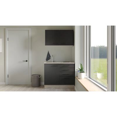 FLEX-WELL Capri Küchen-Set - Schwarz/Eiche - 100cm FLEX-WELL Capri Küchen-Set - Schwarz/Eiche - 100cm