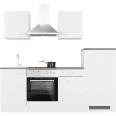 FLEX-WELL Lucca Küchen-Sets - Weiß Matt / Caledonia - 220cm x 200cm FLEX-WELL Lucca Küchen-Sets - Weiß Matt / Caledonia - 220cm x 200cm