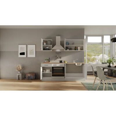 FLEX-WELL - Lund - Body Rauchgrau - Front Lichtgrau glänzend - Kitchen unit FLEX-WELL - Lund - Body Rauchgrau - Front Lichtgrau glänzend - Kitchen unit
