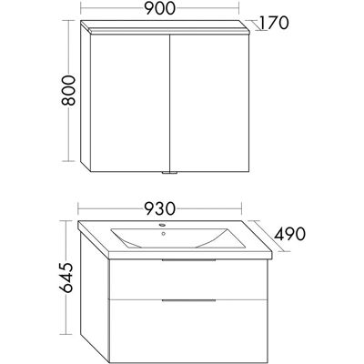 burgbad GmbH - Set Eqio - Armario con espejo, lavabo de cerámica y mueble bajo lavabo burgbad GmbH - Set Eqio - Armario con espejo, lavabo de cerámica y mueble bajo lavabo