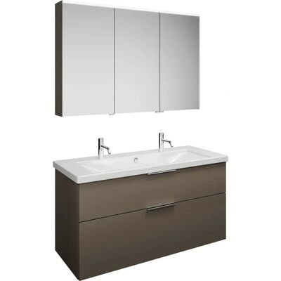 Set Burgbad Eqio - Lavabo doppio in ceramica, armadio con specchio destro Set Burgbad Eqio - Lavabo doppio in ceramica, armadio con specchio destro