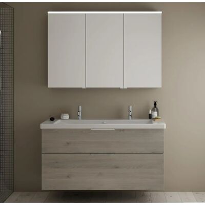 Burgbad Eqio Set - Doppelkeramikbecken, Spiegel, Schrank - Badezimmer-Set Burgbad Eqio Set - Doppelkeramikbecken, Spiegel, Schrank - Badezimmer-Set