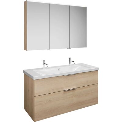 Set Eqio Burgbad - Doppio lavabo in ceramica e armadietto con specchio Set Eqio Burgbad - Doppio lavabo in ceramica e armadietto con specchio