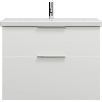 Lavabo de cerámica Eqio blaco alto brillo - Con mueble bajo lavabo Lavabo de cerámica Eqio blaco alto brillo - Con mueble bajo lavabo