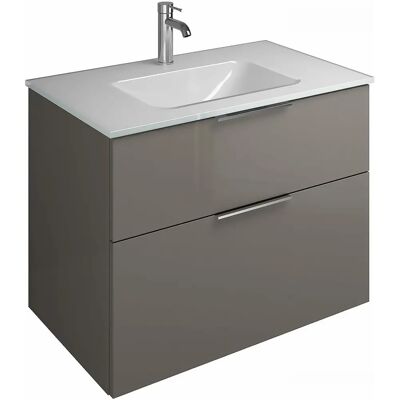 Burgbad Eqio Lavabo de Vidrio y Mueble - 82cm - Gris Brillante Burgbad Eqio Lavabo de Vidrio y Mueble - 82cm - Gris Brillante
