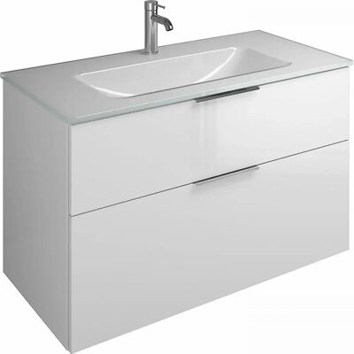 burgbad Eqio Waschbecken mit Glaswaschtisch - 102cm - Griff G0146 burgbad Eqio Waschbecken mit Glaswaschtisch - 102cm - Griff G0146