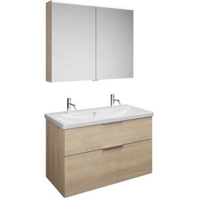 burgbad Eqio Set - Doppelkeramik-Waschtisch, Spiegel & Schrank burgbad Eqio Set - Doppelkeramik-Waschtisch, Spiegel & Schrank