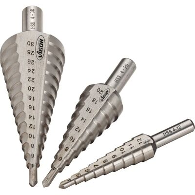 VIGOR V1707 Stufenbohrer-Set - Stahl & Kunststoff VIGOR V1707 Stufenbohrer-Set - Stahl & Kunststoff