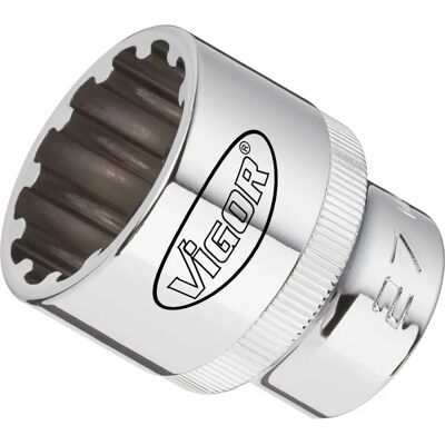 Tomada Vigor V1983 com múltiplos perfis - 10mm, 6,3mm Tomada Vigor V1983 com múltiplos perfis - 10mm, 6,3mm