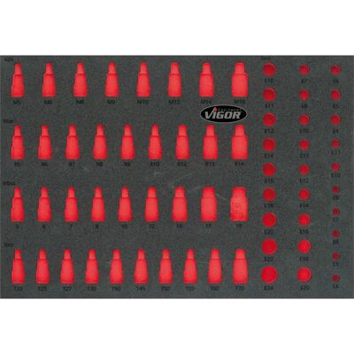 Vigor V2838 Aufbewahrungsbox - Schaum, Rot, Schwarz - Werkzeug Organizer Vigor V2838 Aufbewahrungsbox - Schaum, Rot, Schwarz - Werkzeug Organizer