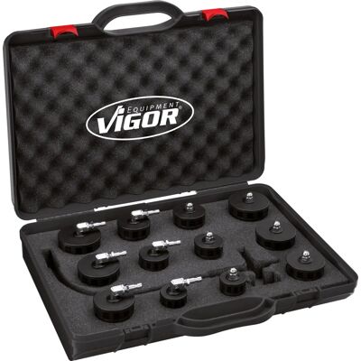 Vigor V4192 Conjunto de Testadores de Pressão Turbo - 12 Peças para Sistemas de Clique Vigor V4192 Conjunto de Testadores de Pressão Turbo - 12 Peças para Sistemas de Clique