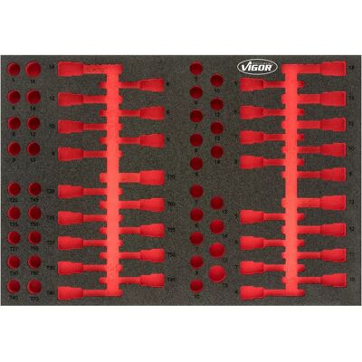 Vigor V4752 Accessoire de boîte de rangement - Plateau en mousse douce, moule rouge détecte outils manquants - Publicité Vigor V4752 Accessoire de boîte de rangement - Plateau en mousse douce, moule rouge détecte outils manquants - Publicité