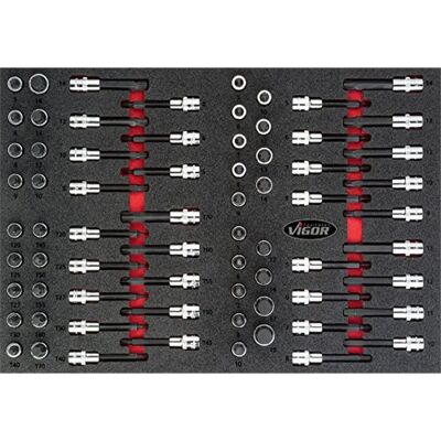 Vigor V4753 Steckschlüssel-Set - Sechskant, T-Profil, 5-19 mm Vigor V4753 Steckschlüssel-Set - Sechskant, T-Profil, 5-19 mm