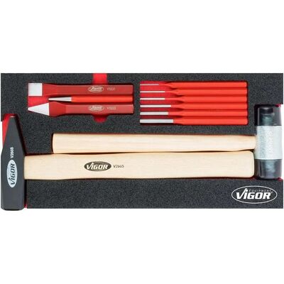 Vigor V5006 Hammer and Chisel Set - Robuster Aufbewahrungskoffer Vigor V5006 Hammer and Chisel Set - Robuster Aufbewahrungskoffer