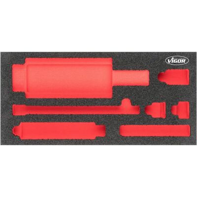 Vigor V5058-L Aufbewahrungsbox Zubehör - Schwarz, Rot, Schaum, 393x188x35mm Vigor V5058-L Aufbewahrungsbox Zubehör - Schwarz, Rot, Schaum, 393x188x35mm