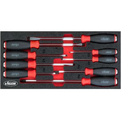 Vigor V5068 Schraubenzieher-Set - Impact, Kreuz, Flach - 9 Werkzeuge Vigor V5068 Schraubenzieher-Set - Impact, Kreuz, Flach - 9 Werkzeuge