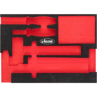 Vigor V5085-L Aufbewahrungsbox - Schaumstoffeinlage, Rote Trennwand Vigor V5085-L Aufbewahrungsbox - Schaumstoffeinlage, Rote Trennwand
