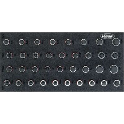 Vigor V5099 Schraubenschlüssel-Set - 1/2 Zoll Antrieb, Profile enthalten Vigor V5099 Schraubenschlüssel-Set - 1/2 Zoll Antrieb, Profile enthalten