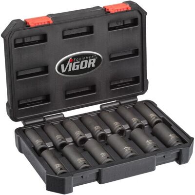 Vigor V5550L Jeu de Clés à Douille d'Impact - 10-24mm, 1/2 Pouce Vigor V5550L Jeu de Clés à Douille d'Impact - 10-24mm, 1/2 Pouce