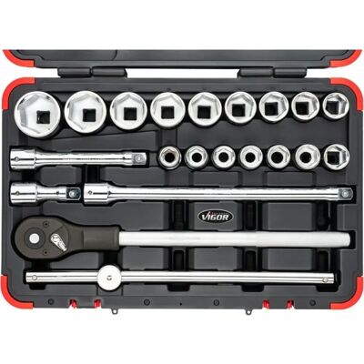 Set chei socket Vigor V2318N - Hexagon - 21 Unelte Set chei socket Vigor V2318N - Hexagon - 21 Unelte