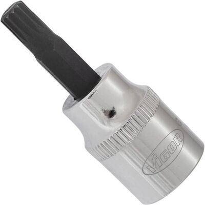 Vigor V6107 Encaixe - Perfil dentado interno, 3/8 polegadas, M6, 48mm Vigor V6107 Encaixe - Perfil dentado interno, 3/8 polegadas, M6, 48mm