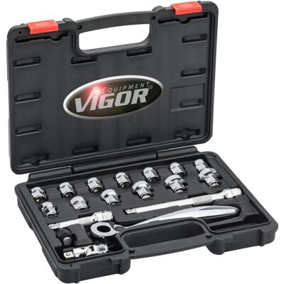 Vigor V6202 Steeksleutels Set - Superlaag profiel, 3/8 Inch Vigor V6202 Steeksleutels Set - Superlaag profiel, 3/8 Inch