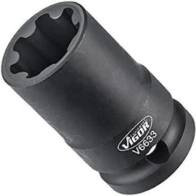Vigor V6633 Socket - 22mm, 1/2 inch, Scalloped Profile - Brake Caliper Bolts Vigor V6633 Socket - 22mm, 1/2 inch, Scalloped Profile - Brake Caliper Bolts