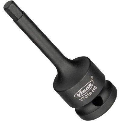 Vigor V7019-H6 Impact-Steckschlüssel - Impact-Schraubenschlüssel, 1/2 Zoll, Innen sechseckig, 6 mm, 78 mm Vigor V7019-H6 Impact-Steckschlüssel - Impact-Schraubenschlüssel, 1/2 Zoll, Innen sechseckig, 6 mm, 78 mm