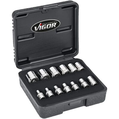 Vigor Model V7514/13 - 13-delt sæt med dobbelt sekskant Vigor Model V7514/13 - 13-delt sæt med dobbelt sekskant
