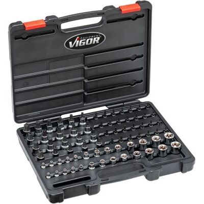 Vigor V7920 Hylsesett - 1/4, 3/8, 1/2 tommer - Hylser Vigor V7920 Hylsesett - 1/4, 3/8, 1/2 tommer - Hylser